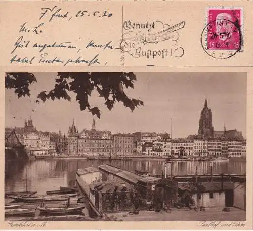 [Echtfotokarte schwarz/weiß] Frankfurt am Main - Saalhof und Dom. 