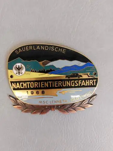 1968 MSC PLAKETTE EMAILLE BADGE RALLYE SAUERLAND NACHTORIENTIERUNGSFAHRT