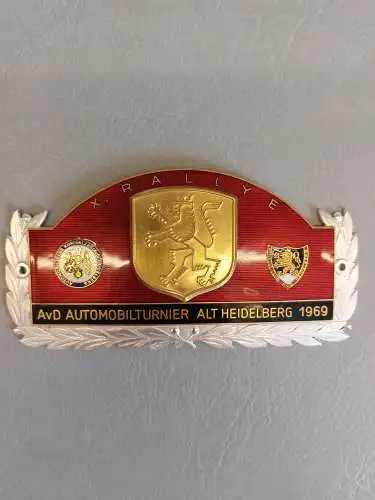 1969 AUTOMOBILTURNIER HEIDELBERG PLAKETTE EMAILLE BADGE RALLYE 