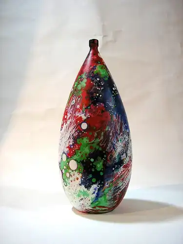 Keramik-Vase von Hand verziert, 30cm