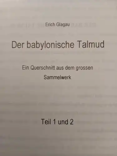 Glagau, Erich: Der Babylonische Talmud. 