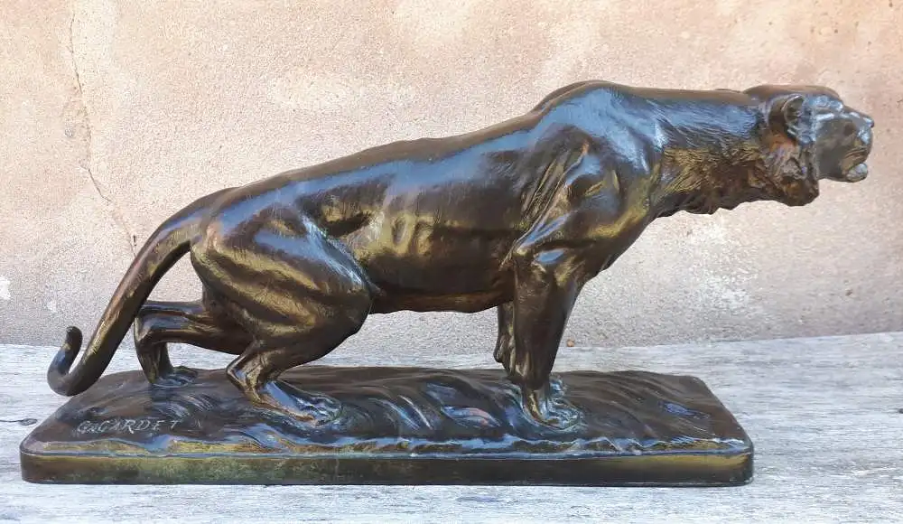 Bronze Sculpture Of A Tiger On The Prowl, By Georges Gardet (cast by Barbedienne) 0