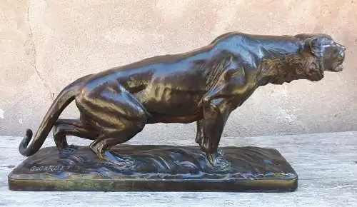 Bronze Sculpture Of A Tiger On The Prowl, By Georges Gardet (cast by Barbedienne)