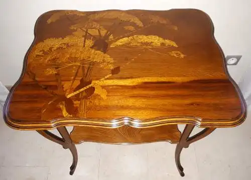 Art Nouveau Gallé Table With Hogweed Decor