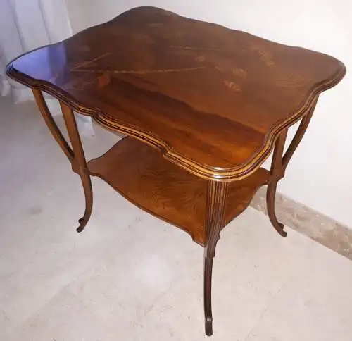 Art Nouveau Gallé Table With Hogweed Decor