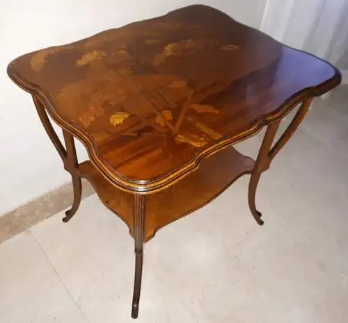 Art Nouveau Gallé Table With Hogweed Decor