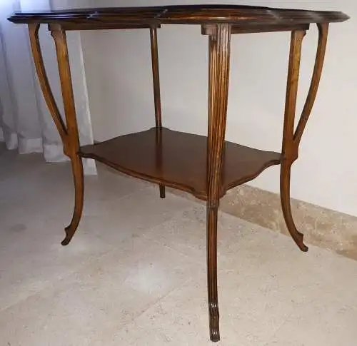 Art Nouveau Gallé Table With Hogweed Decor