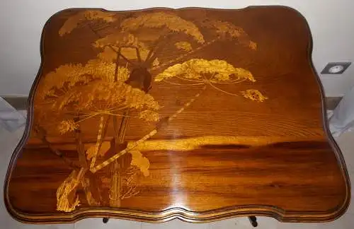 Art Nouveau Gallé Table With Hogweed Decor