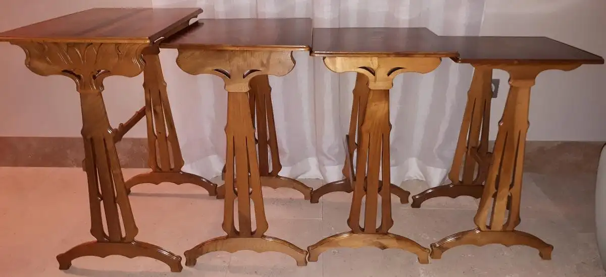 Set Of 4 Gallé Nesting Tables With Dragonfly Decor 1