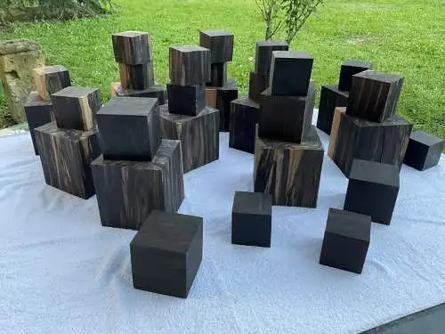 Patchwork aus Ebenholz-Würfeln / Patchwork of Ebony Cubes