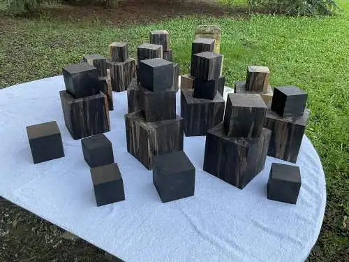 Patchwork aus Ebenholz-Würfeln / Patchwork of Ebony Wood Cubes