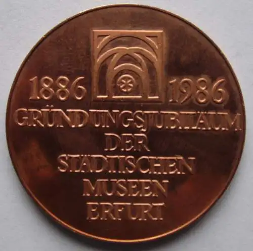 DDR Medaille Erfurt, Gründungsjubiläum der Städtischen Museen 1886 - 1986