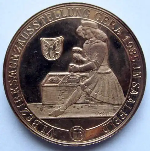 DDR Medaille VI. Bezirksmünzausstellung Gera 1985 in Saalfeld