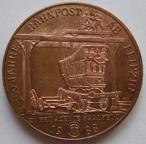 DDR Medaille 1988, 150 Jahre Bahnpost ab Leipzig