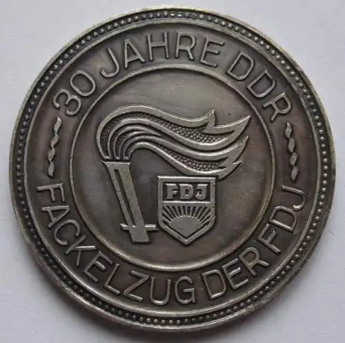 DDR Medaille 30 Jahre Fackelzug der FDJ