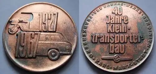 DDR Medaille 40 Jahre Klaintransporterbau 1927 - 1967, VEB Barkas-Werke