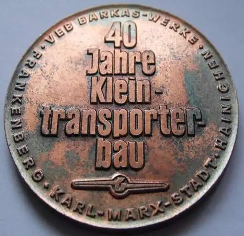 DDR Medaille 40 Jahre Klaintransporterbau 1927 - 1967, VEB Barkas-Werke