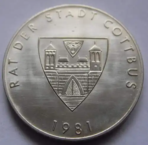DDR Medaille 825 Jahre Cottbus 1156 – 1981, Rat der Stadt Cottbus 1981