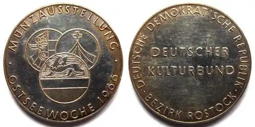 DDR Medaille des Kulturbundes der DDR Münzausstellung während der Ostseewoche 1966