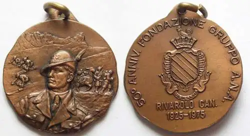 Italien Tragbare Medaille Nationaler Alpenverband Rivarolo Canavese 1925-1975