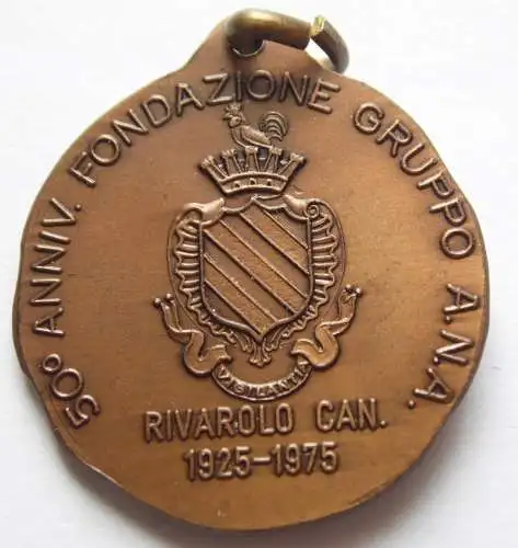 Italien Tragbare Medaille Nationaler Alpenverband Rivarolo Canavese 1925-1975