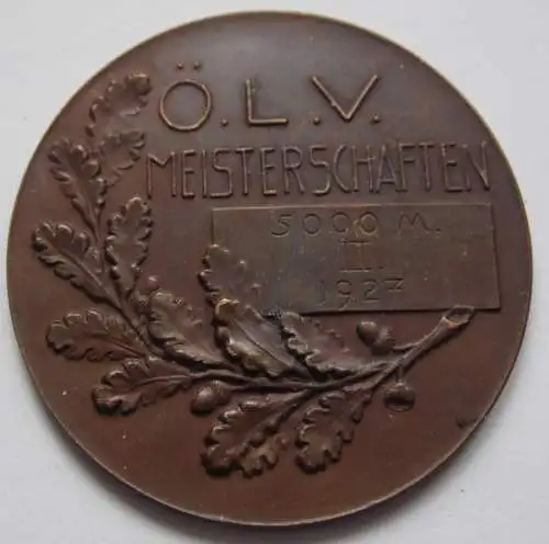  Österreich Medaille 1927 Österreichischer Leichtathletik Verband (Ö.L.V.) Maisterschaften 5000-Meter-Lauf Platz III