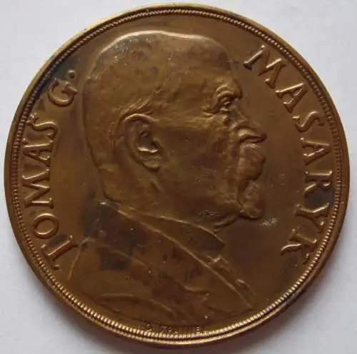 Tschechoslowakei Medaille Zur Erinnerung an den 85. Geburtstag von Tomasz Masaryk 1935