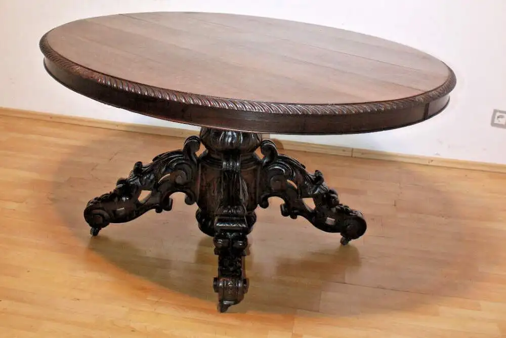 Antik Jagdzimmer Tafeltisch Salontisch Kulissentisch Esszimmer  ca. 1880 7