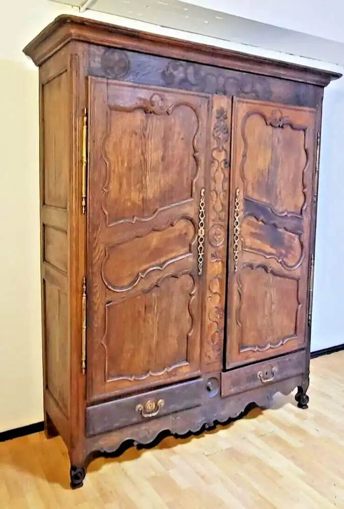 Französischer Hochzeitschrank Kleiderschrank Antik ca  1860 Jh. 0