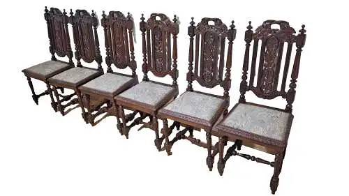 6 Esszimmerstühle Set Jagdstühle   Küchenstühle Gründer  Antik ca. 1900 Jh.