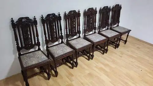 6 Esszimmerstühle Set Jagdstühle   Küchenstühle Gründer  Antik ca. 1900 Jh.