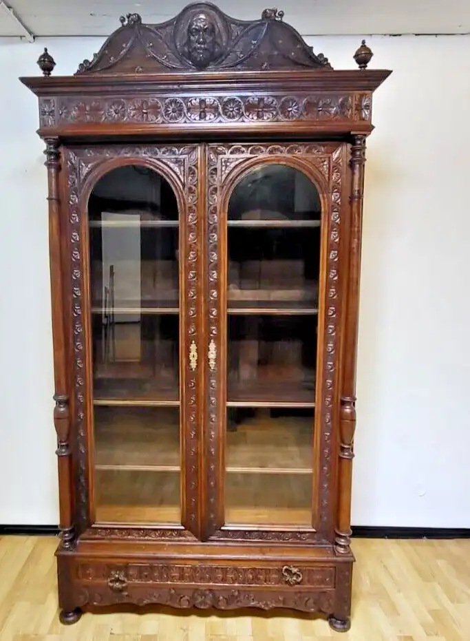 Vitrine Bibolotheksschrank Bücherschrank Herrenzimmer  Antik ca. 1900 Jh. 1