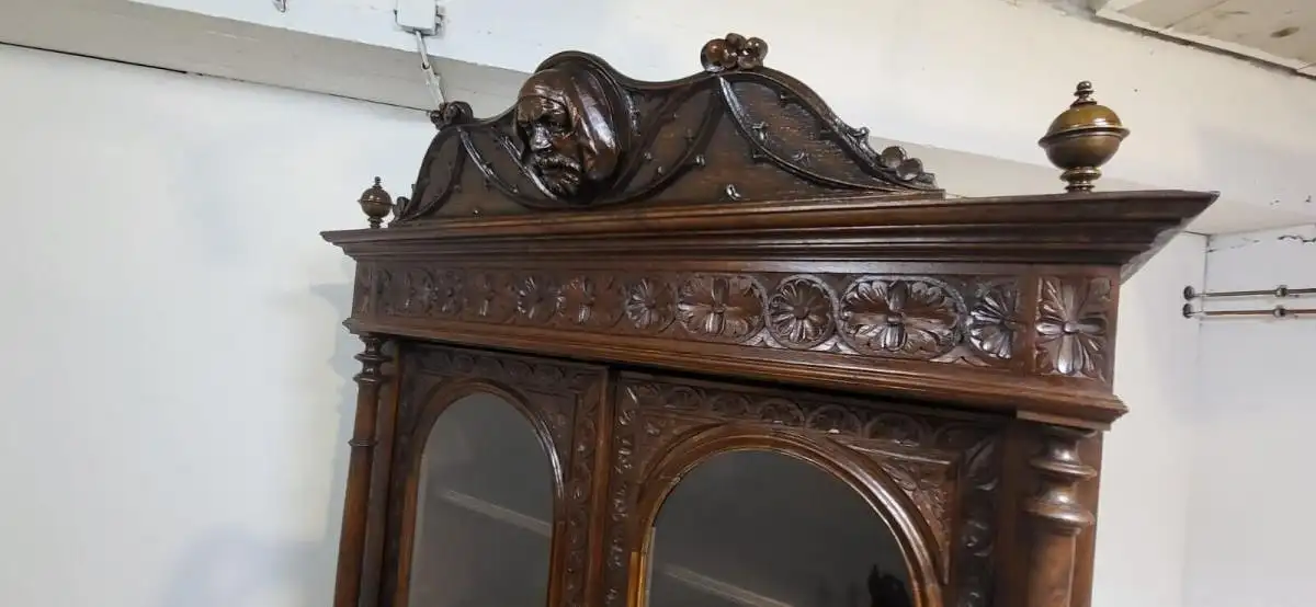 Vitrine Bibolotheksschrank Bücherschrank Herrenzimmer  Antik ca. 1900 Jh. 10