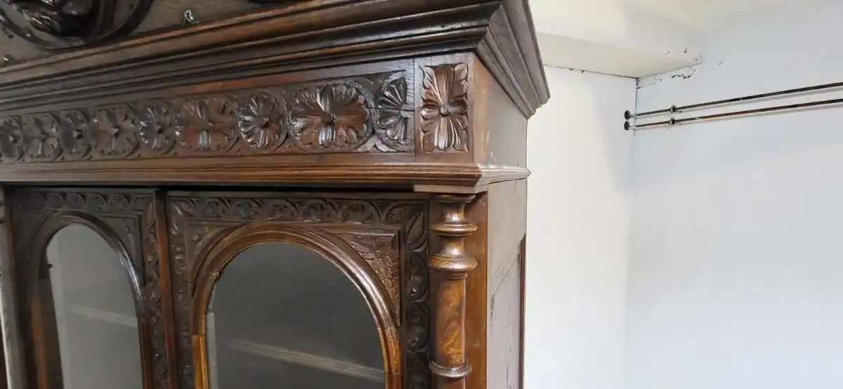 Vitrine Bibolotheksschrank Bücherschrank Herrenzimmer  Antik ca. 1900 Jh. 9