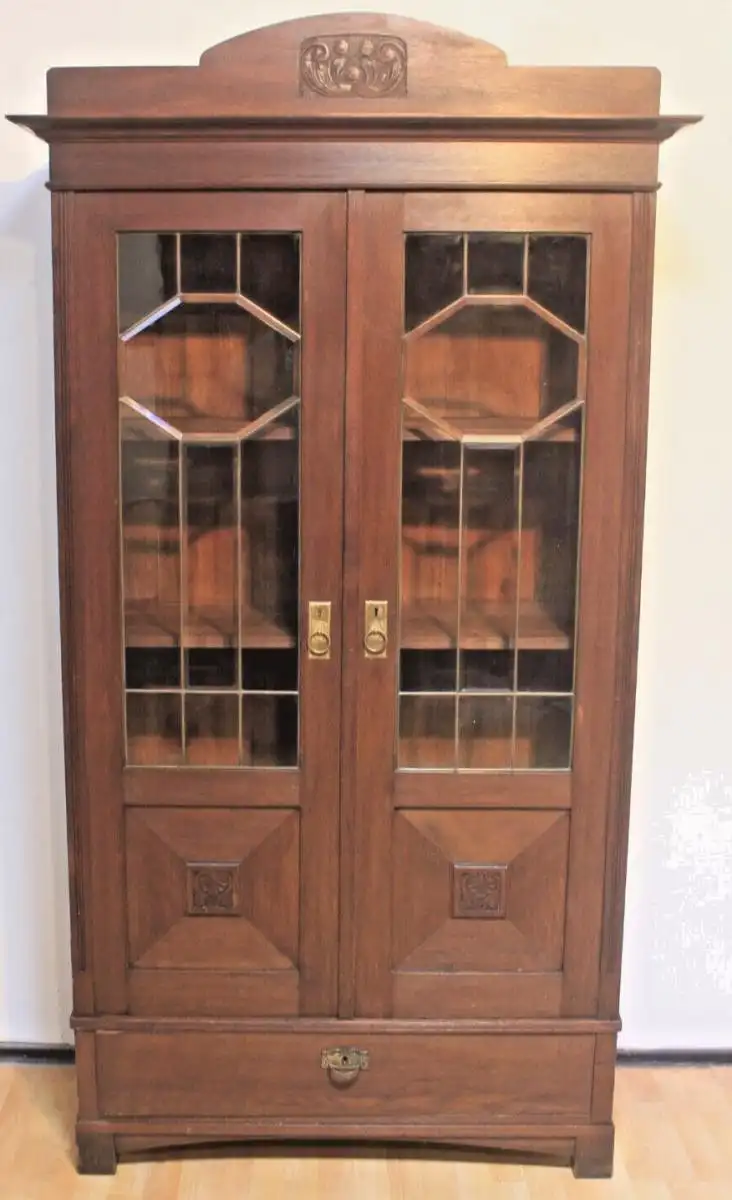 Vitrine Bibolotheksschrank Bücherschrank Herrenzimmer Jugendstil Antik ca. 1920 0