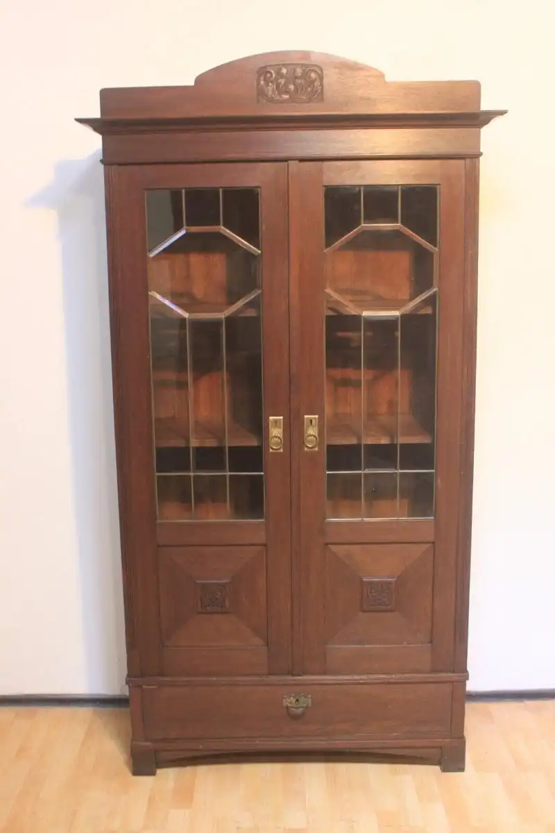 Vitrine Bibolotheksschrank Bücherschrank Herrenzimmer Jugendstil Antik ca. 1920 2