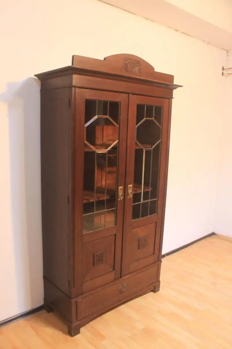 Vitrine Bibolotheksschrank Bücherschrank Herrenzimmer Jugendstil Antik ca. 1920 3