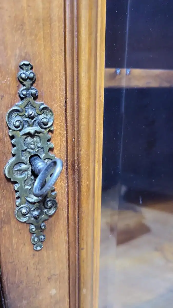 Vitrine Bibolotheksschrank Bücherschrank Herrenzimmer  Antik ca. 1900 Jh. 11