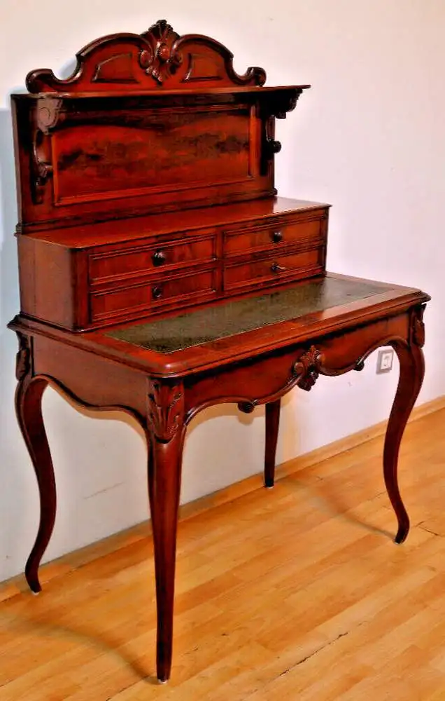 Antik Damen-Schreibtisch, Sekretär, wohnfertig, Louis Philippe, Nussbaum ca.1900 1
