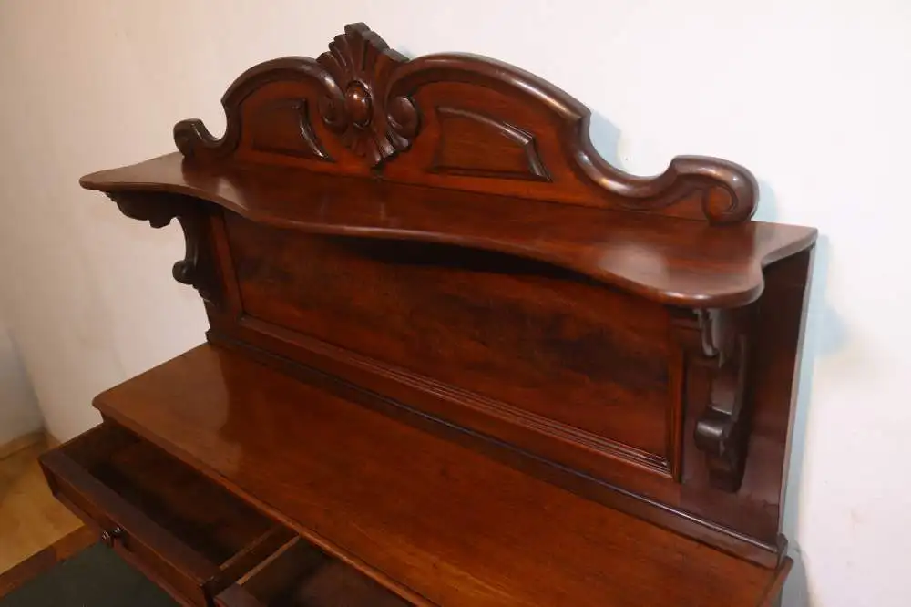 Antik Damen-Schreibtisch, Sekretär, wohnfertig, Louis Philippe, Nussbaum ca.1900 15