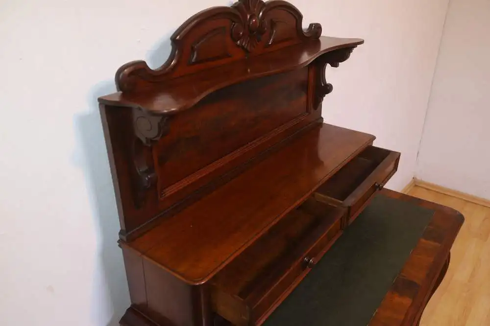 Antik Damen-Schreibtisch, Sekretär, wohnfertig, Louis Philippe, Nussbaum ca.1900 16