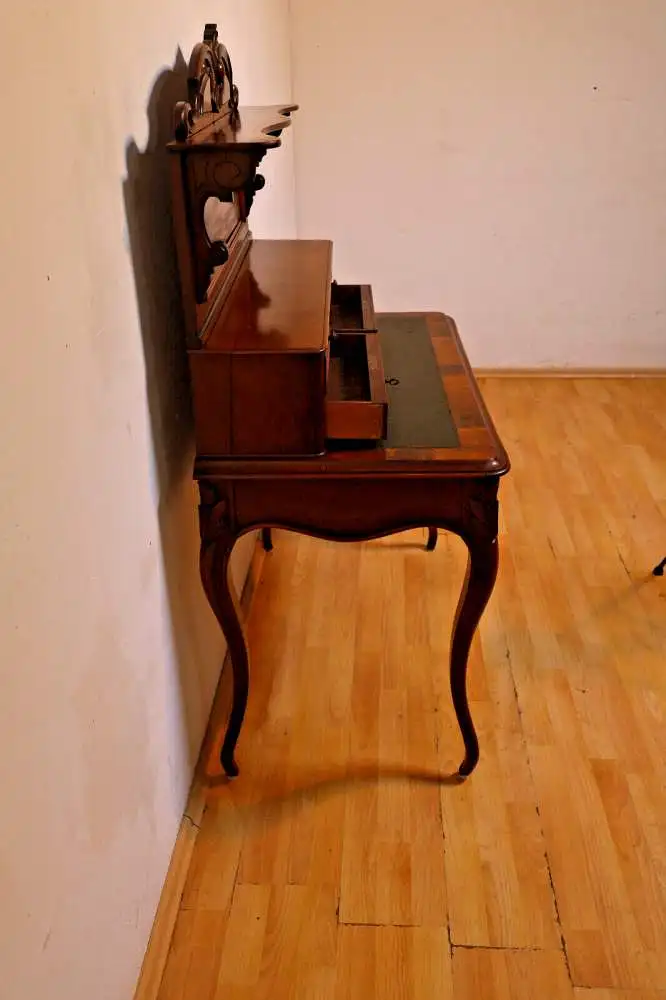 Antik Damen-Schreibtisch, Sekretär, wohnfertig, Louis Philippe, Nussbaum ca.1900 18