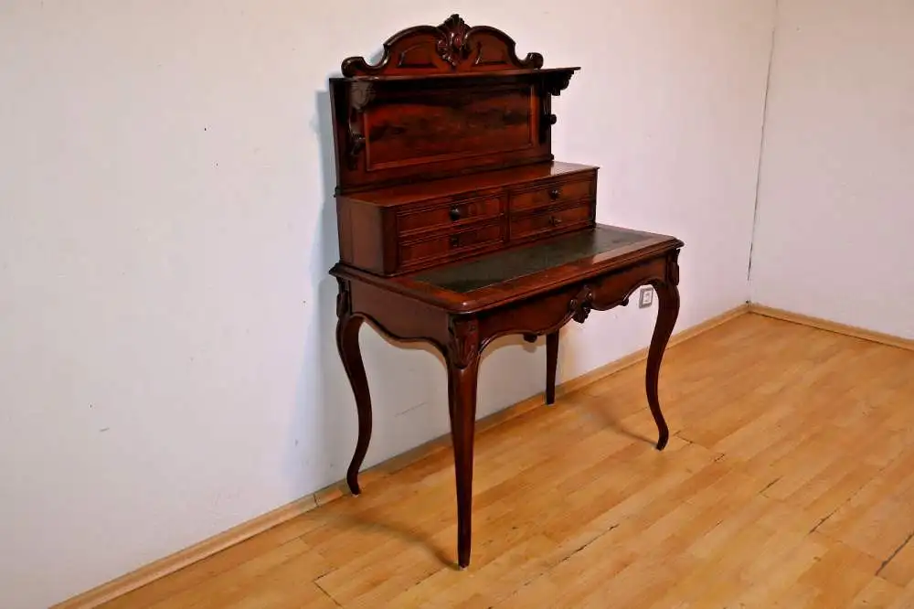 Antik Damen-Schreibtisch, Sekretär, wohnfertig, Louis Philippe, Nussbaum ca.1900 2