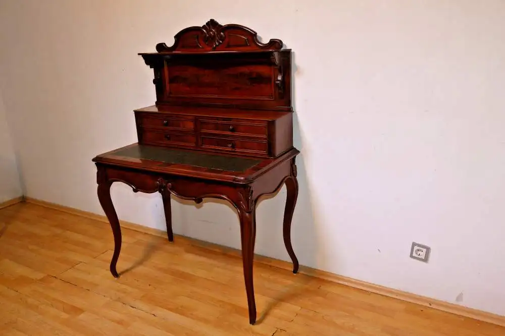 Antik Damen-Schreibtisch, Sekretär, wohnfertig, Louis Philippe, Nussbaum ca.1900 3