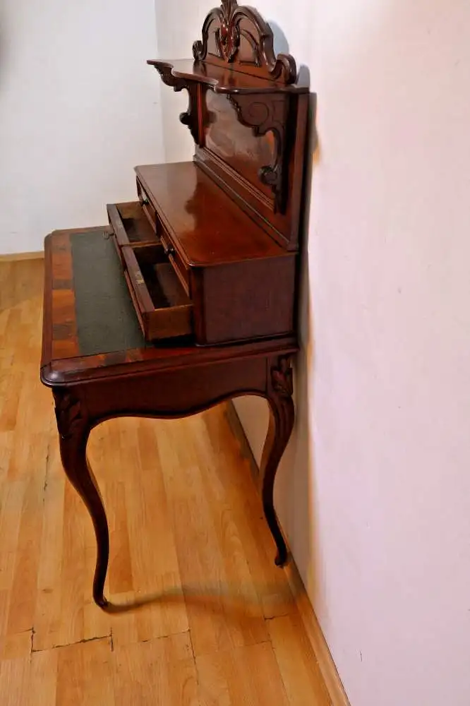 Antik Damen-Schreibtisch, Sekretär, wohnfertig, Louis Philippe, Nussbaum ca.1900 7