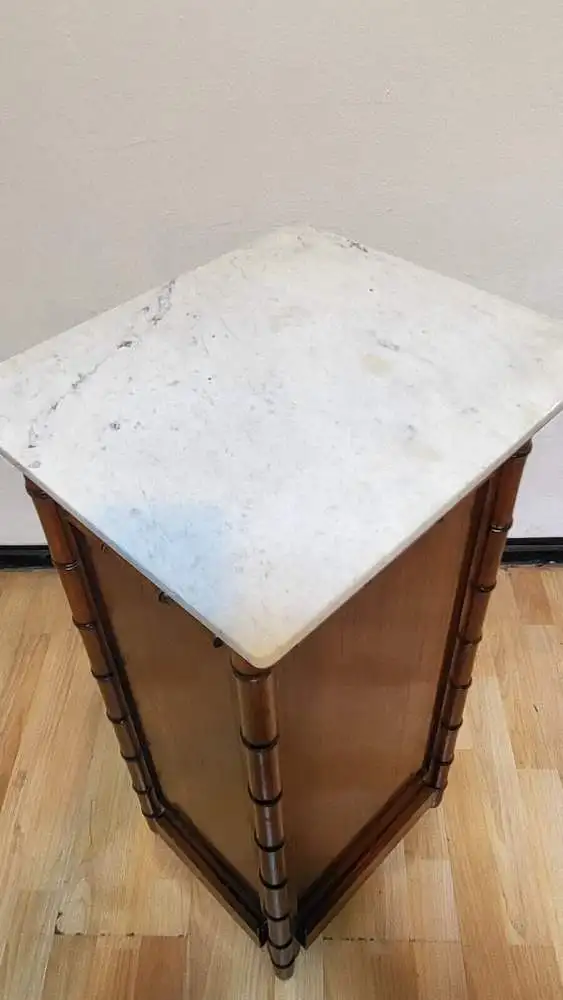 Französischer Jugendstil Nachttisch oder Nachttisch aus Kiefernholz , Kunstbambu 11