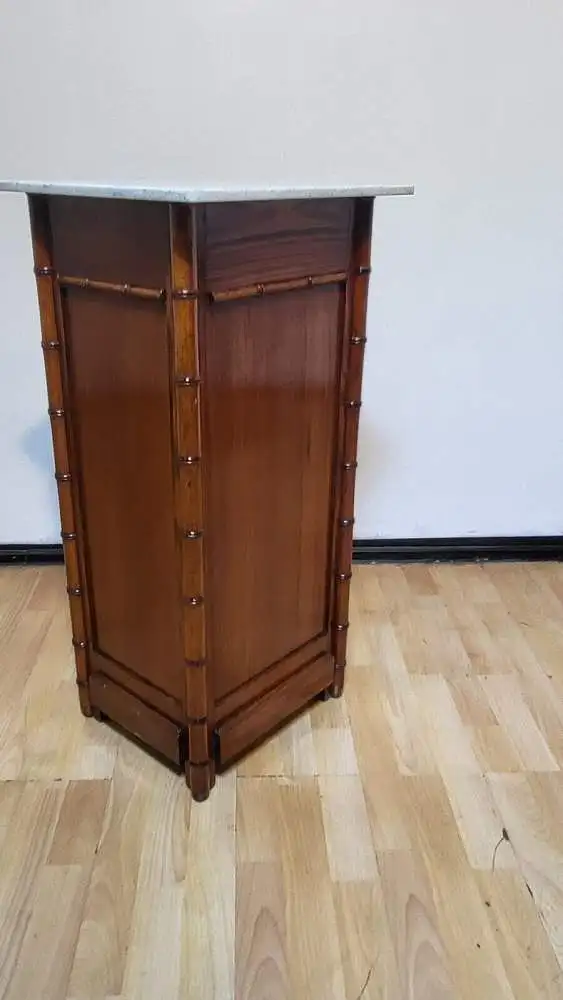 Französischer Jugendstil Nachttisch oder Nachttisch aus Kiefernholz , Kunstbambu 5