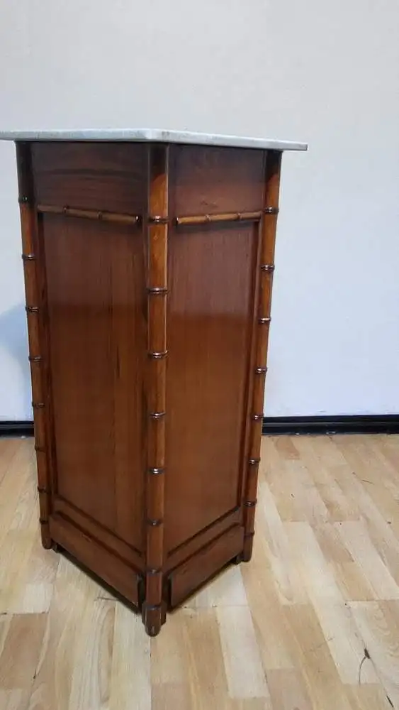 Französischer Jugendstil Nachttisch oder Nachttisch aus Kiefernholz , Kunstbambu 6