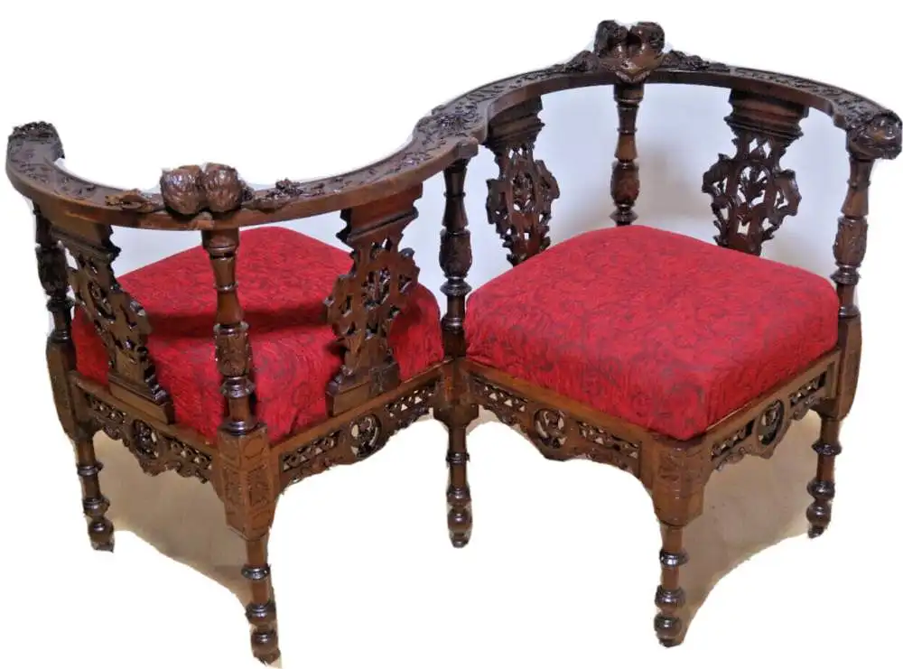 Tête-à-tête Sitzbank Antik Frankreich 1880 1