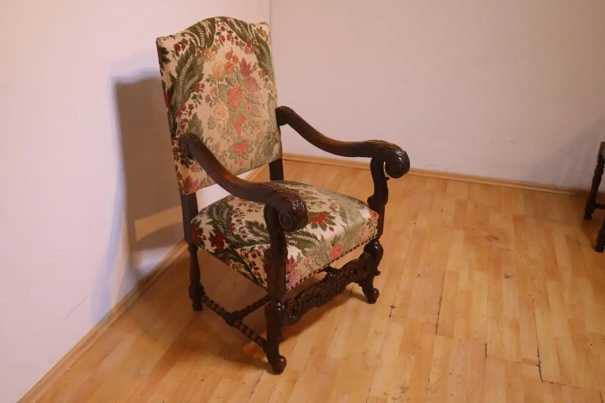 Antiker Stuhl Trohnstuhl Sessel  Jugendstil  Antik um 1900 Jh. 1